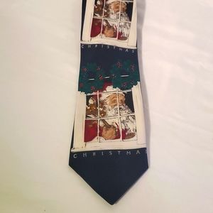 Vintage Men's Neck Tie 96 Norman Rockwell Holiday Santa Claus Window 100% Silk